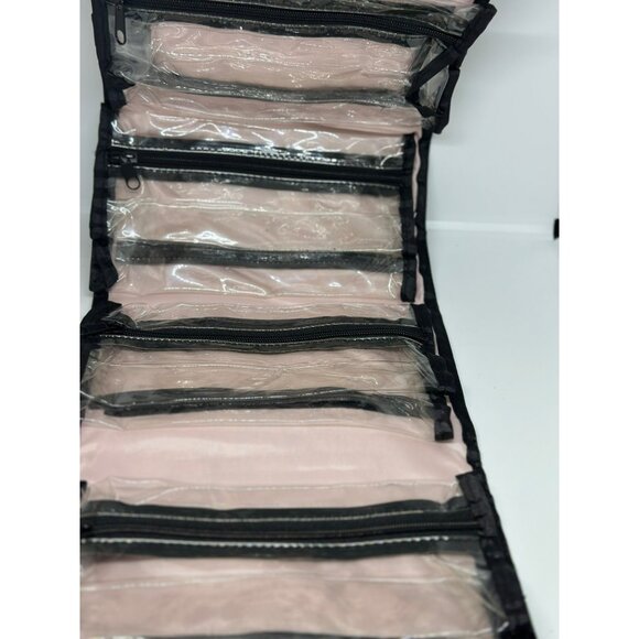 Mary-Kay Hanging Travel Bag – Roll-Up Cosmetic & Toiletry Organizer Black Pink - Picture 4 of 7